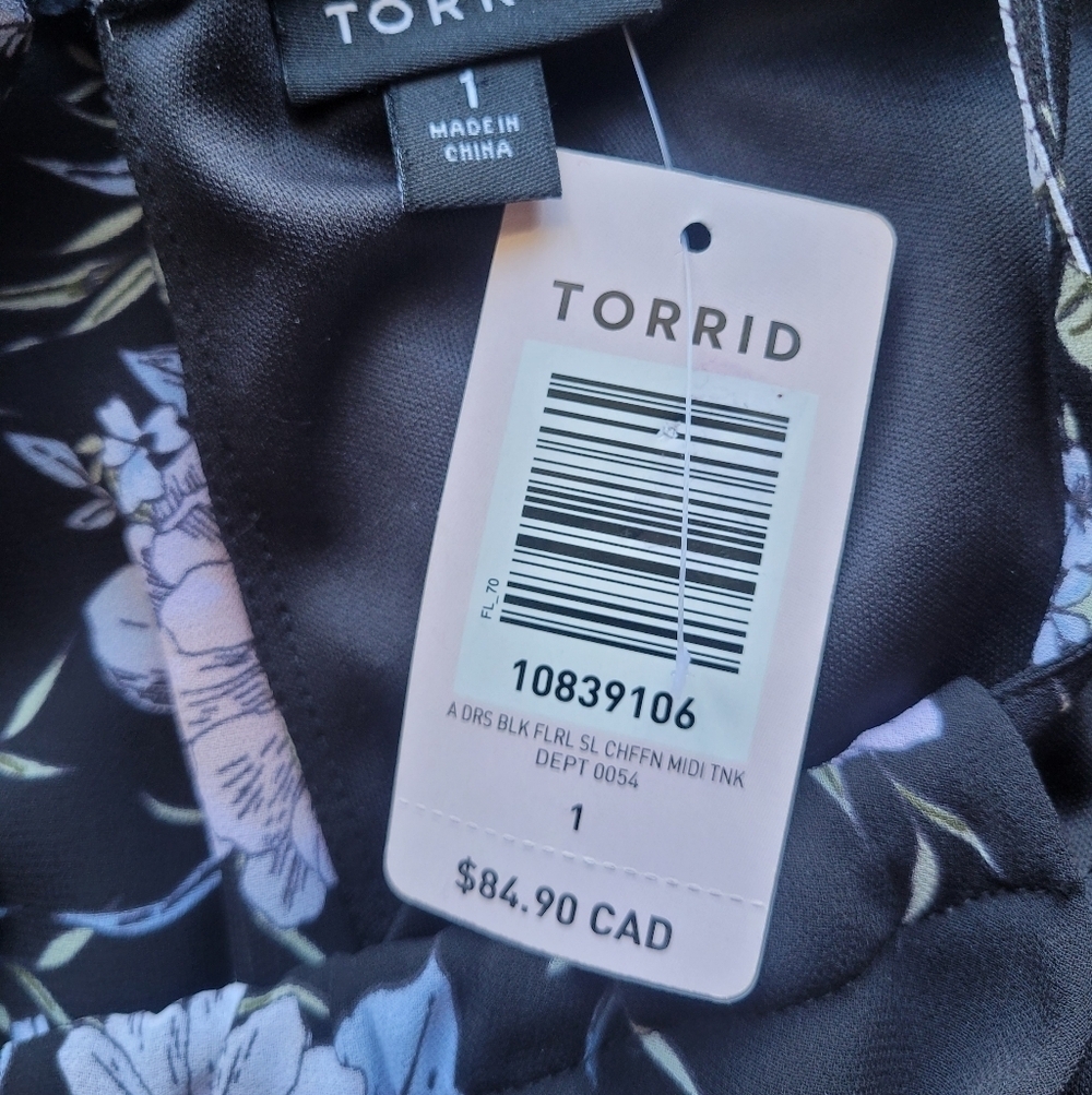 Torrid Black Floral Chiffon Print Mini Dress, BNWT, Size 1X - Picture 8 of 9